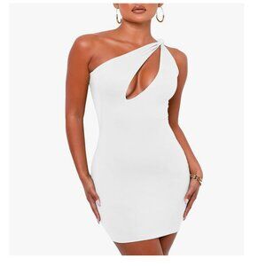 Fashion Nova White One-Shoulder Mini Dress Size Medium NWT